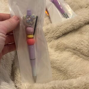 Beaded Glitter Top Purple Ombre Ballpoint Pen